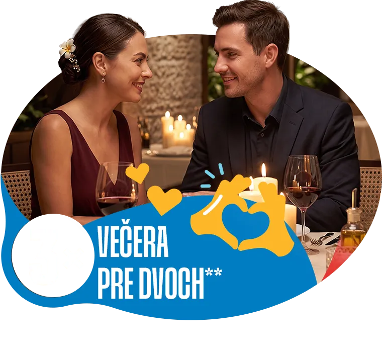 3× Večera pre dvoch. Lokálne darčekové poukážky podľa výberu.